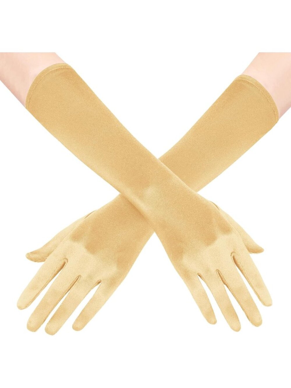Women's Gold Bridal Shower 1920s Flapper Stretchy Long Satin Opera Gloves